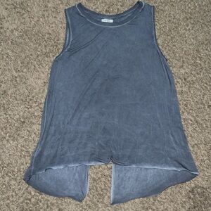 Umgee blue/grey stone washed tie open back tank